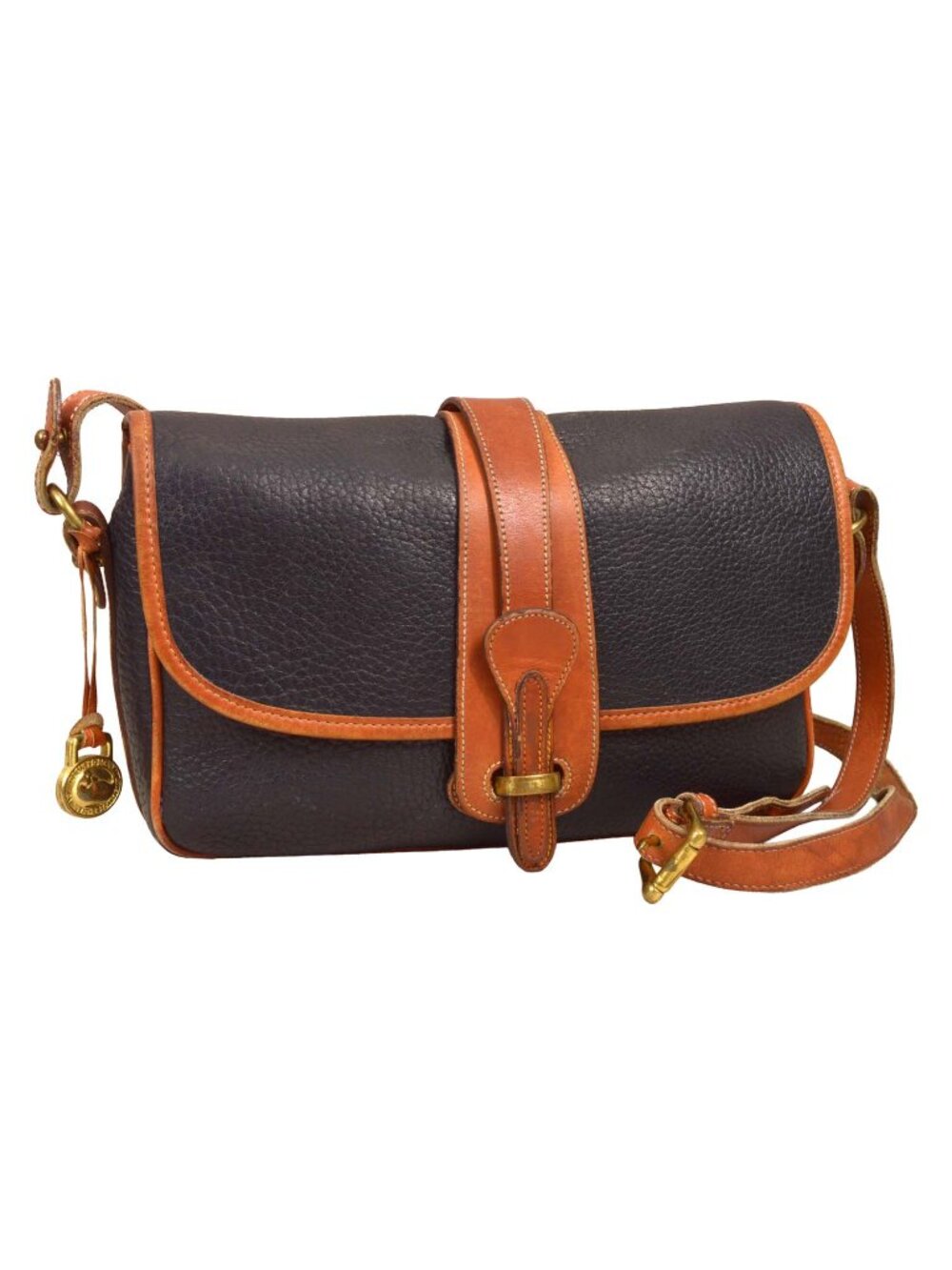Vintage Dooney & Bourke AWL Equestrian Shoulder Bag Black & Tan